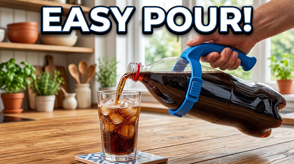 Clever Bottle Handle Solves Big Drink Pouring Hassle